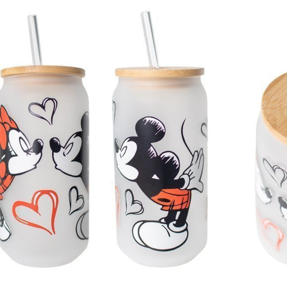 handmade Other - Valentine Mickey Mouse Libbey Frosted Glass